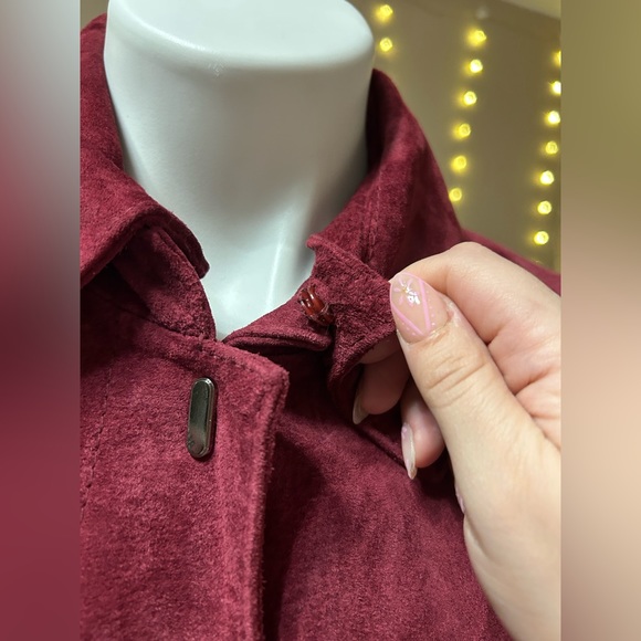 B By Bernardo Long Suede Maroon Coat - Picture 4 of 11